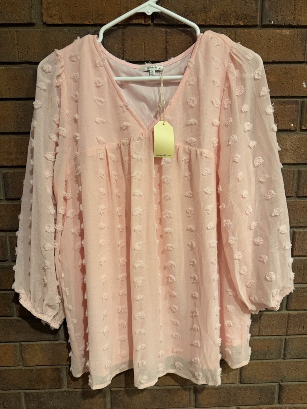 JODIFL Pale Pink Swiss Dot Tunic Blouse medium M NWT top